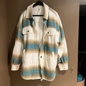 Free People West Coast Ruby Jacket in Cream Striped Pattern Sz M NWT